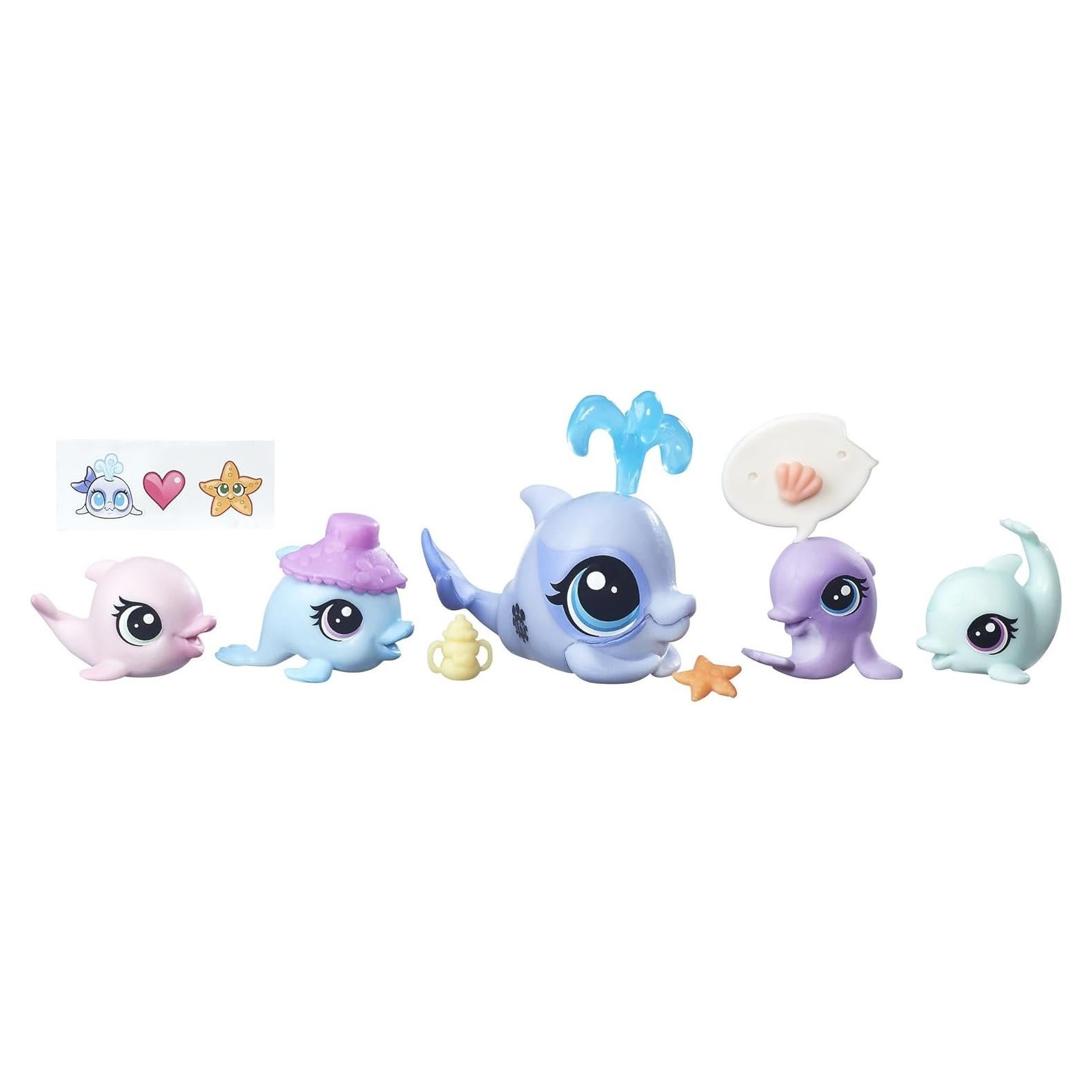 Familia de Delfines Littlest Pet Shop Hasbro - 5 Mascotas