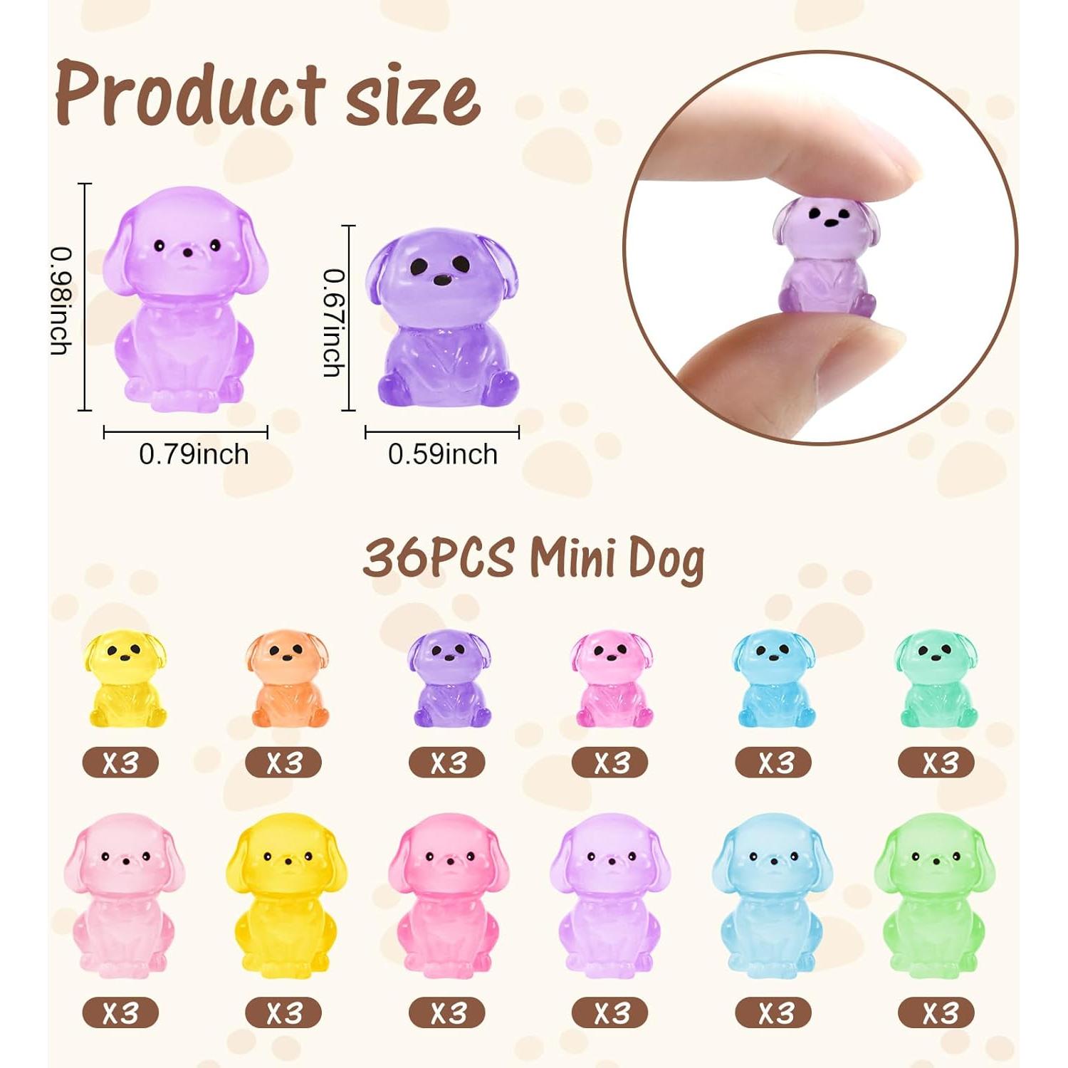 36 Mini Figuras de Perro Luminiscentes HOMICO para Decoración