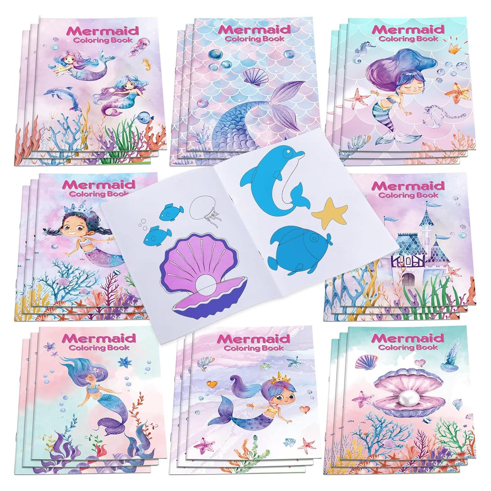 Libros de Colorear Faccito 24 Pcs Mini Animales Sirena