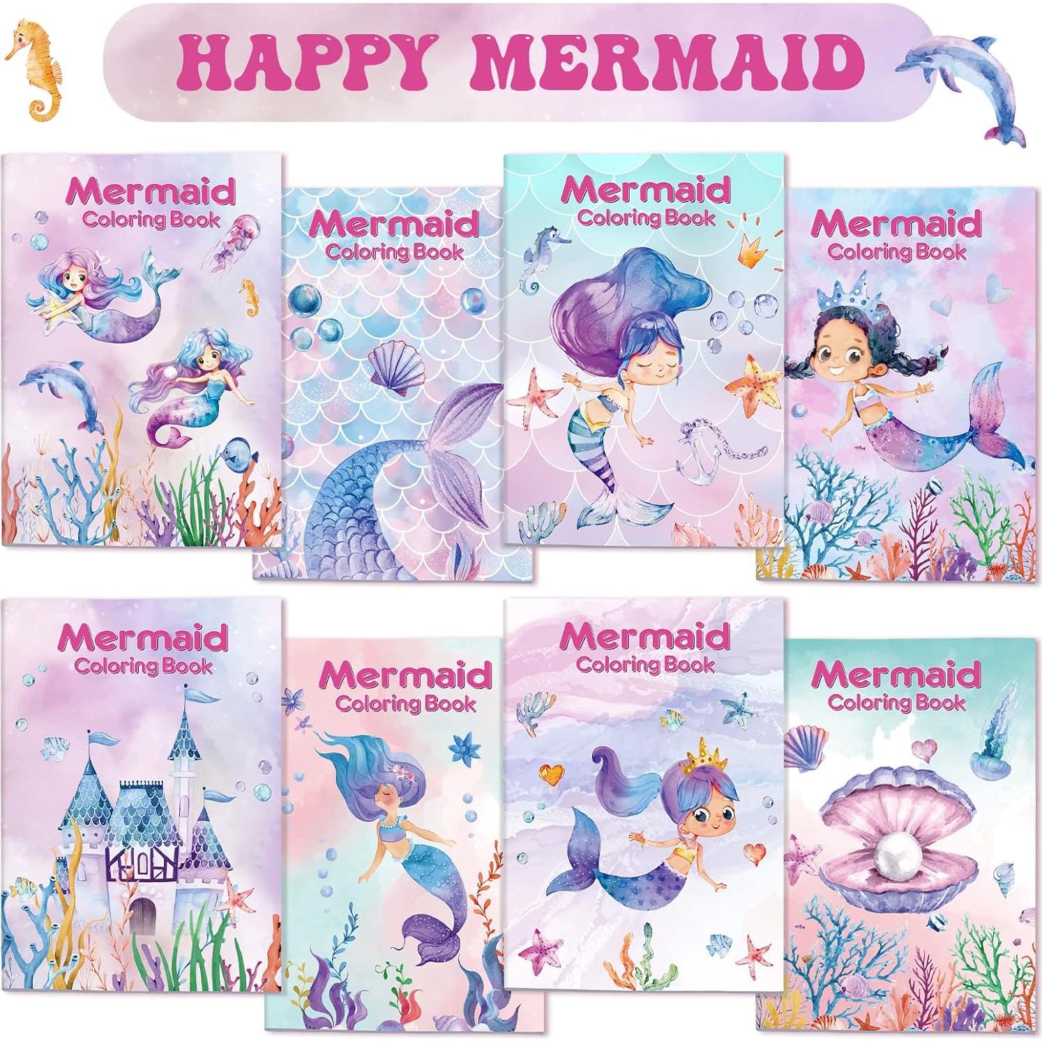 Libros de Colorear Faccito 24 Pcs Mini Animales Sirena