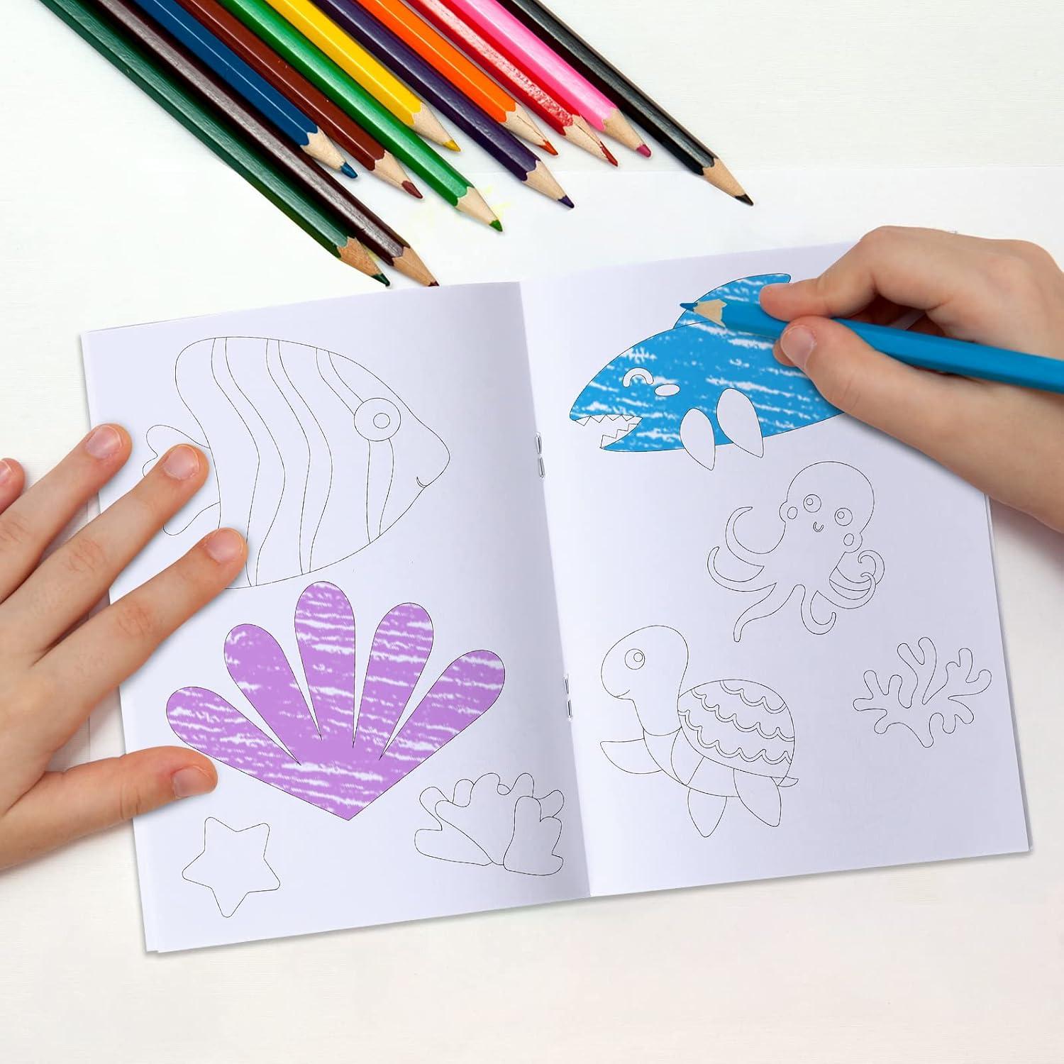 Libros de Colorear Faccito 24 Pcs Mini Animales Sirena