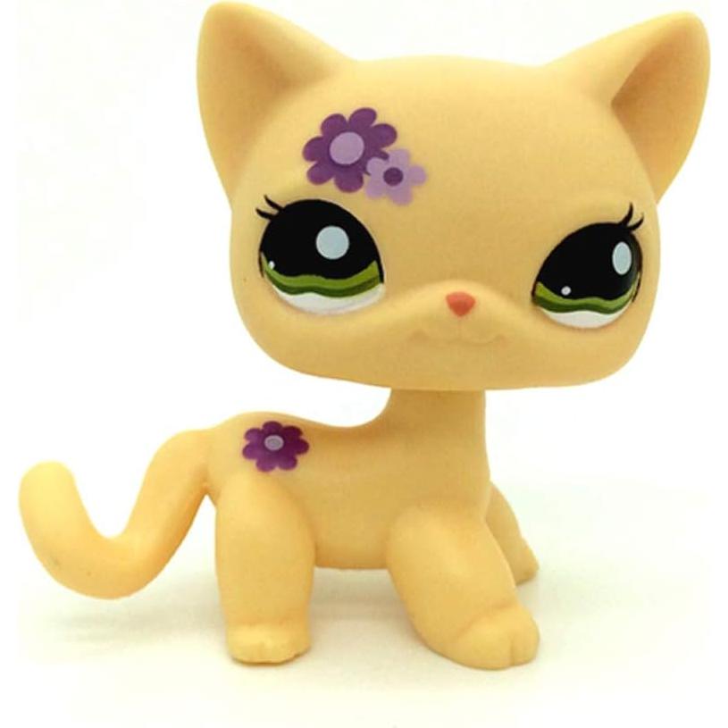 Rare Mini Pet Toys #1962 Yellow Flower Kitty Cat Animal Figure