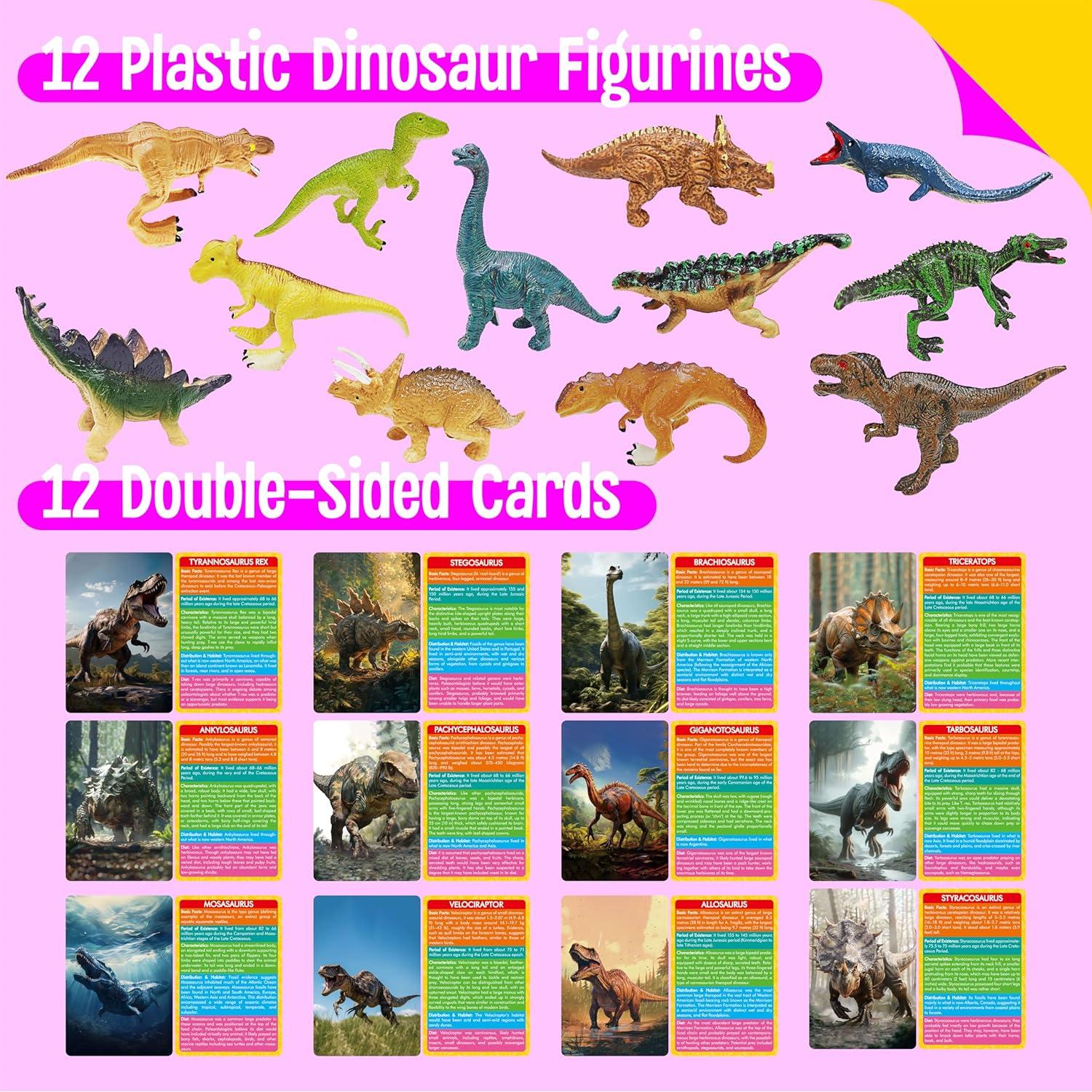 12 Figuras de Dinosaurios SpriteGru + Tarjetas Educativas