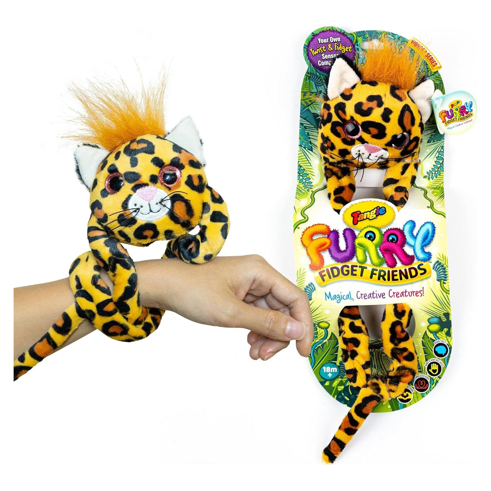 Tangle Amigos Fidget Peludos - Sabiduría El Leopardo - Juguete Sensorial