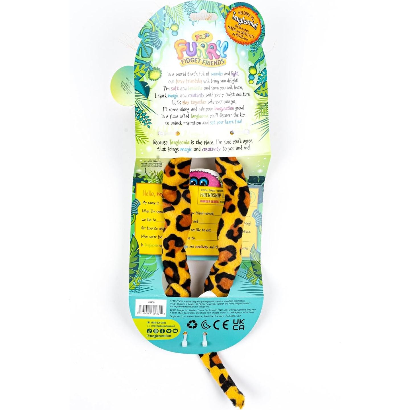 Tangle Amigos Fidget Peludos - Sabiduría El Leopardo - Juguete Sensorial