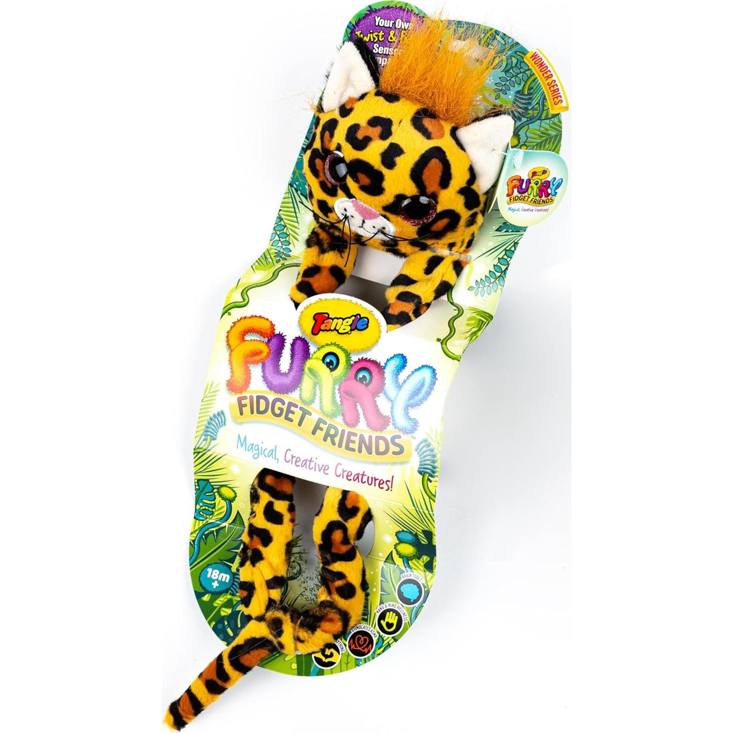Tangle Amigos Fidget Peludos - Sabiduría El Leopardo - Juguete Sensorial