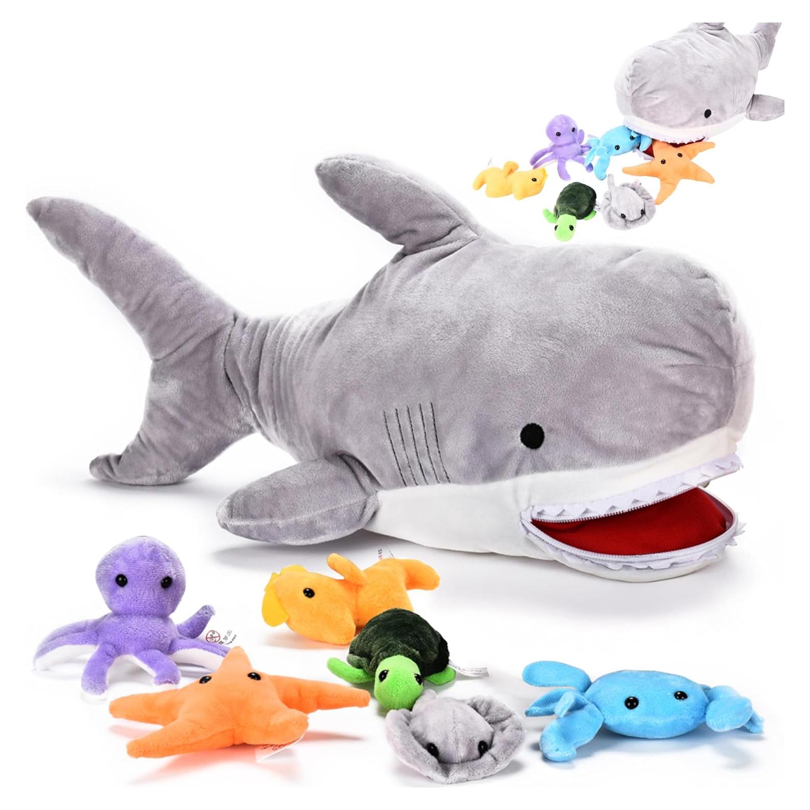 Peluche Grande de Tiburón Snug A Babies con 6 Juguetes Marinos