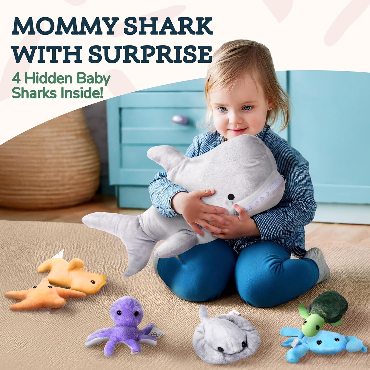 Peluche Grande de Tiburón Snug A Babies con 6 Juguetes Marinos