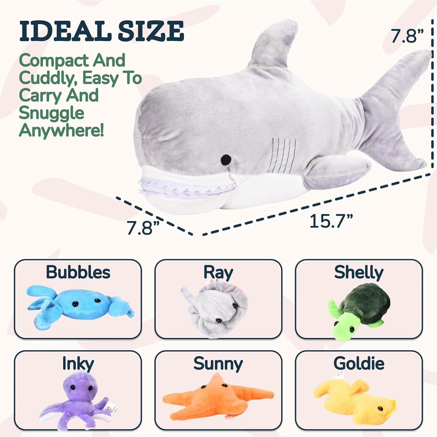 Peluche Grande de Tiburón Snug A Babies con 6 Juguetes Marinos