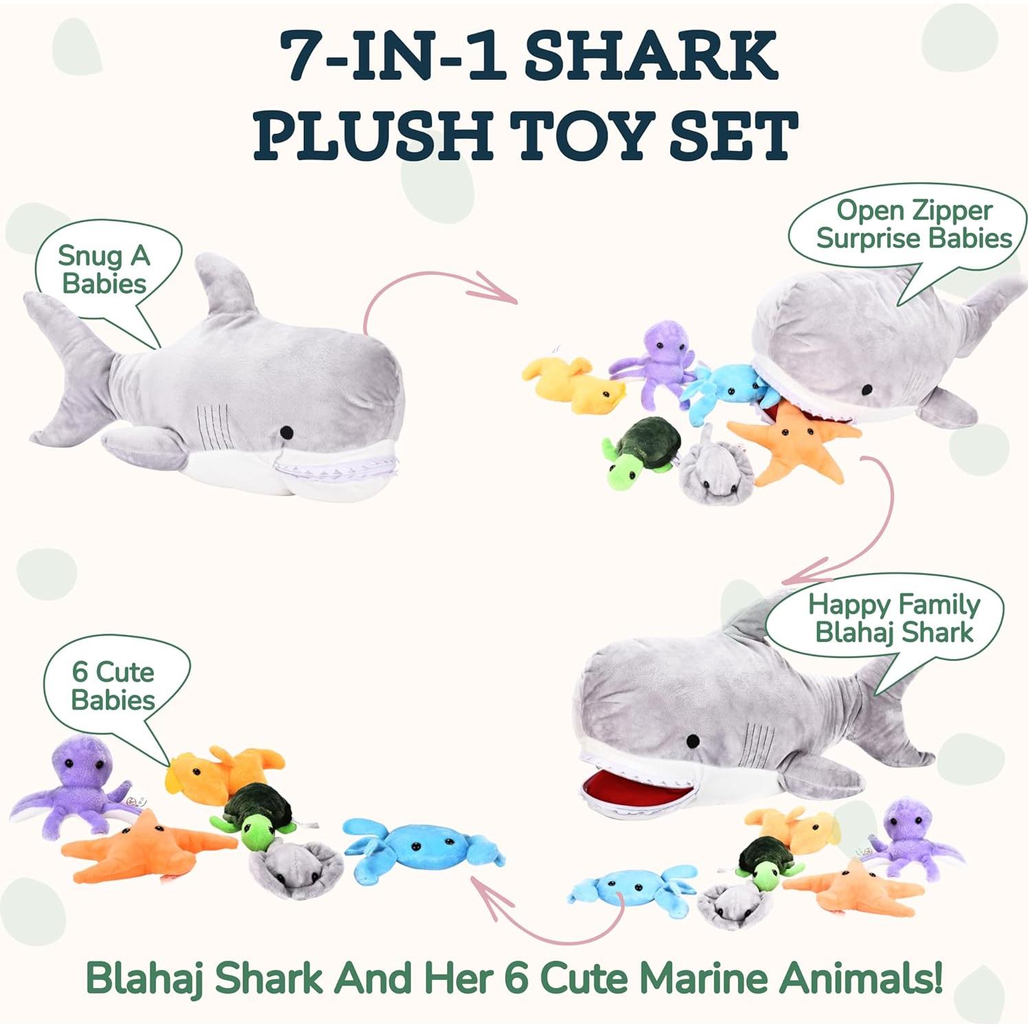 Peluche Grande de Tiburón Snug A Babies con 6 Juguetes Marinos