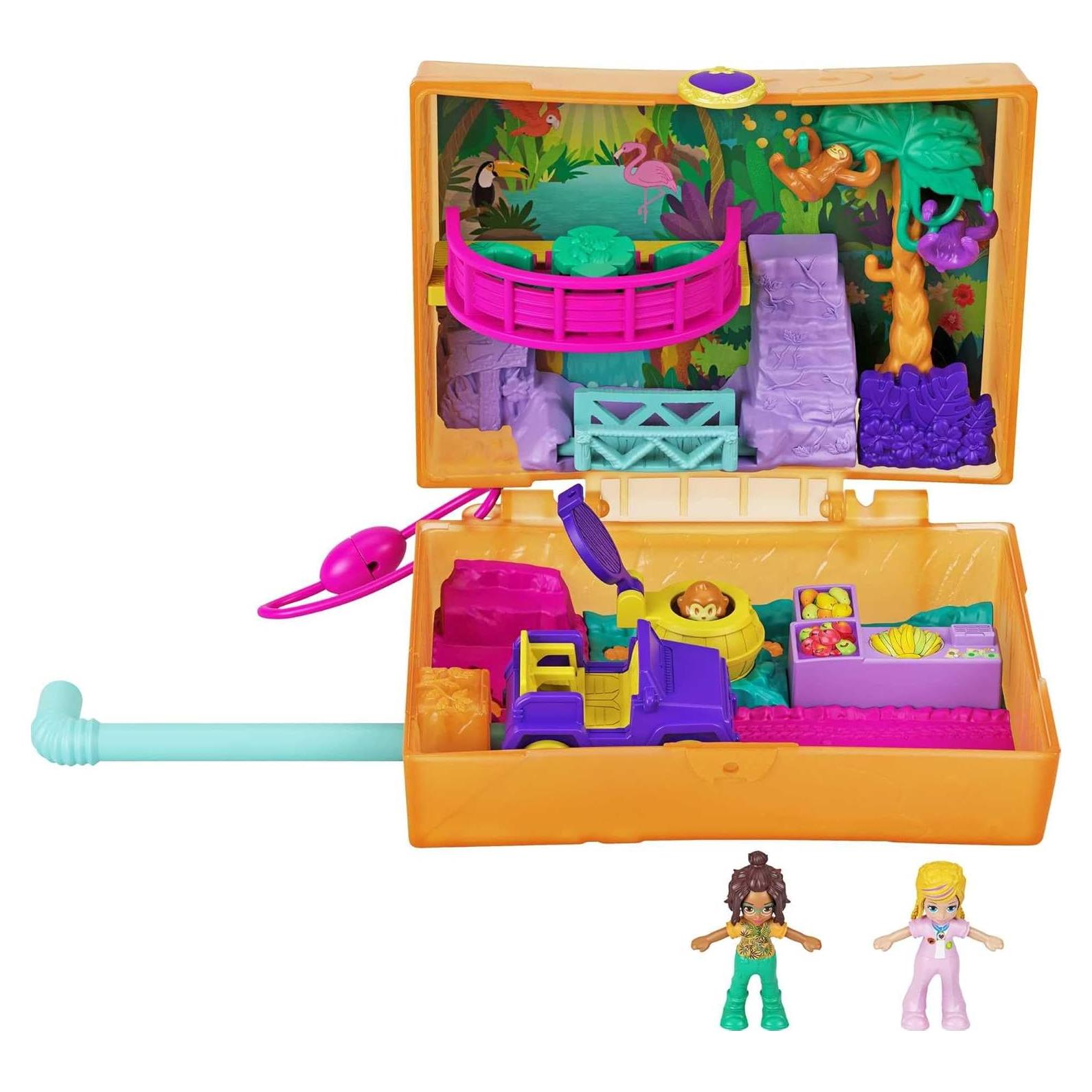 Juego Polly Pocket Safari en la Selva con 2 Muñecas y Accesorios