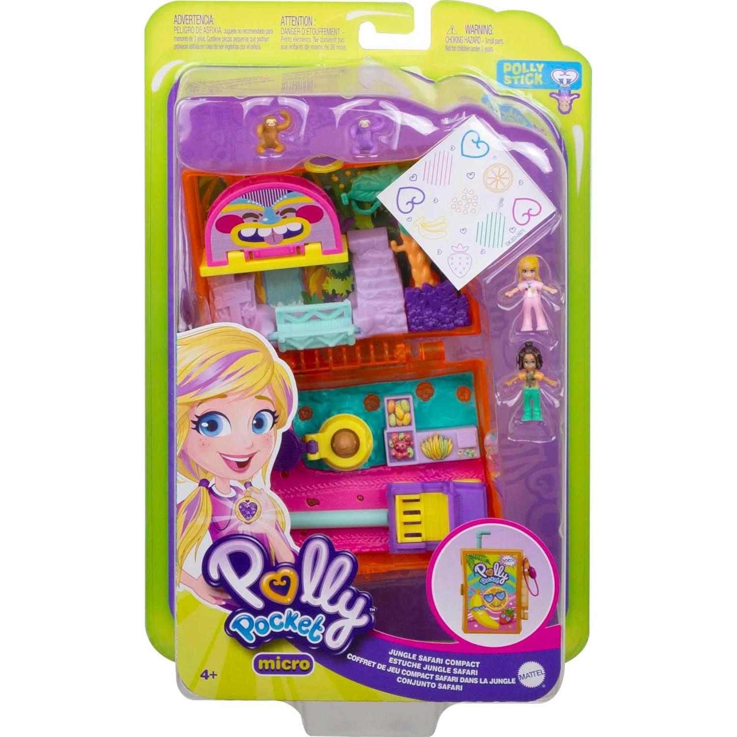 Juego Polly Pocket Safari en la Selva con 2 Muñecas y Accesorios