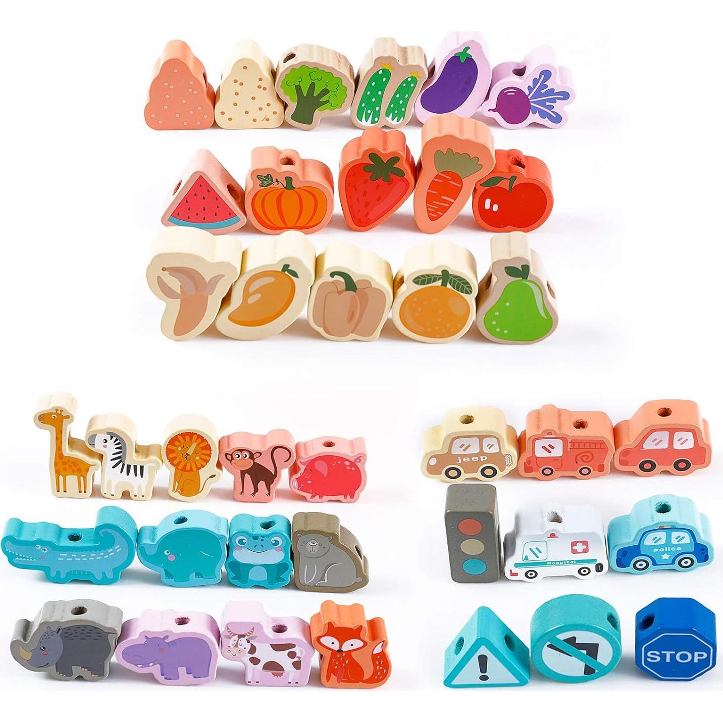 BMTOYS Juguete de Enhebrar de Madera para Niños 1-4 Años