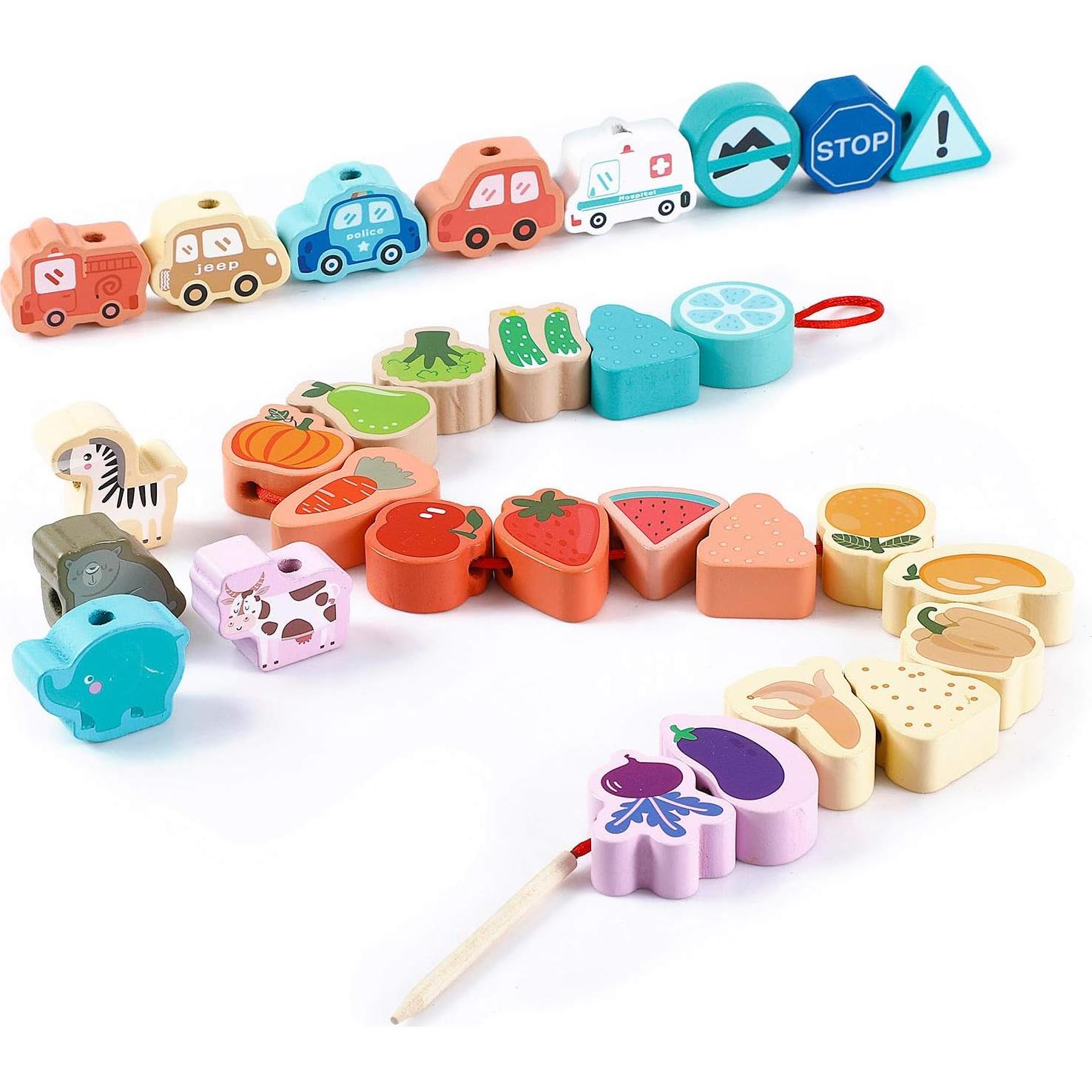 BMTOYS Juguete de Enhebrar de Madera para Niños 1-4 Años