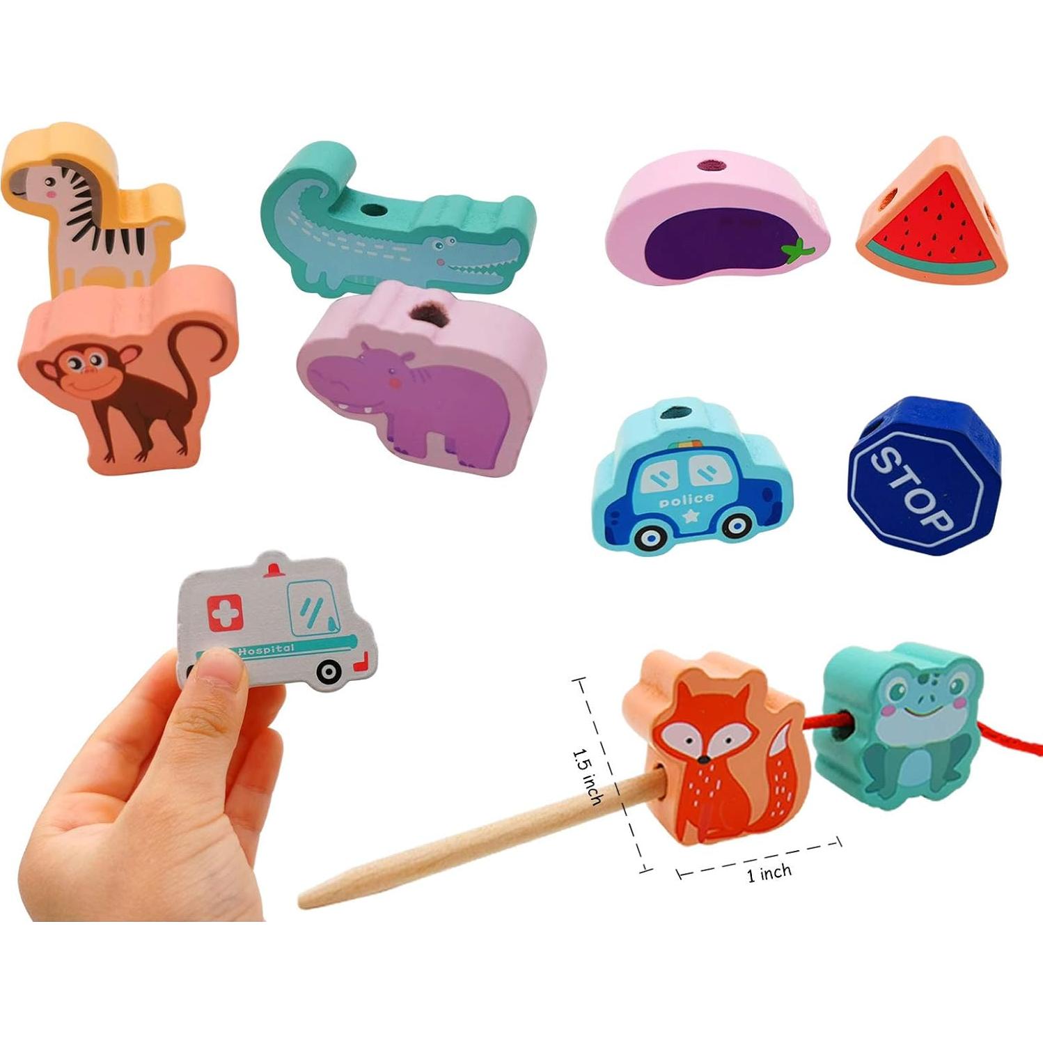 BMTOYS Juguete de Enhebrar de Madera para Niños 1-4 Años