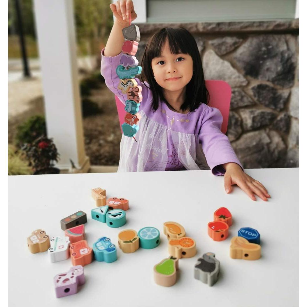 BMTOYS Juguete de Enhebrar de Madera para Niños 1-4 Años