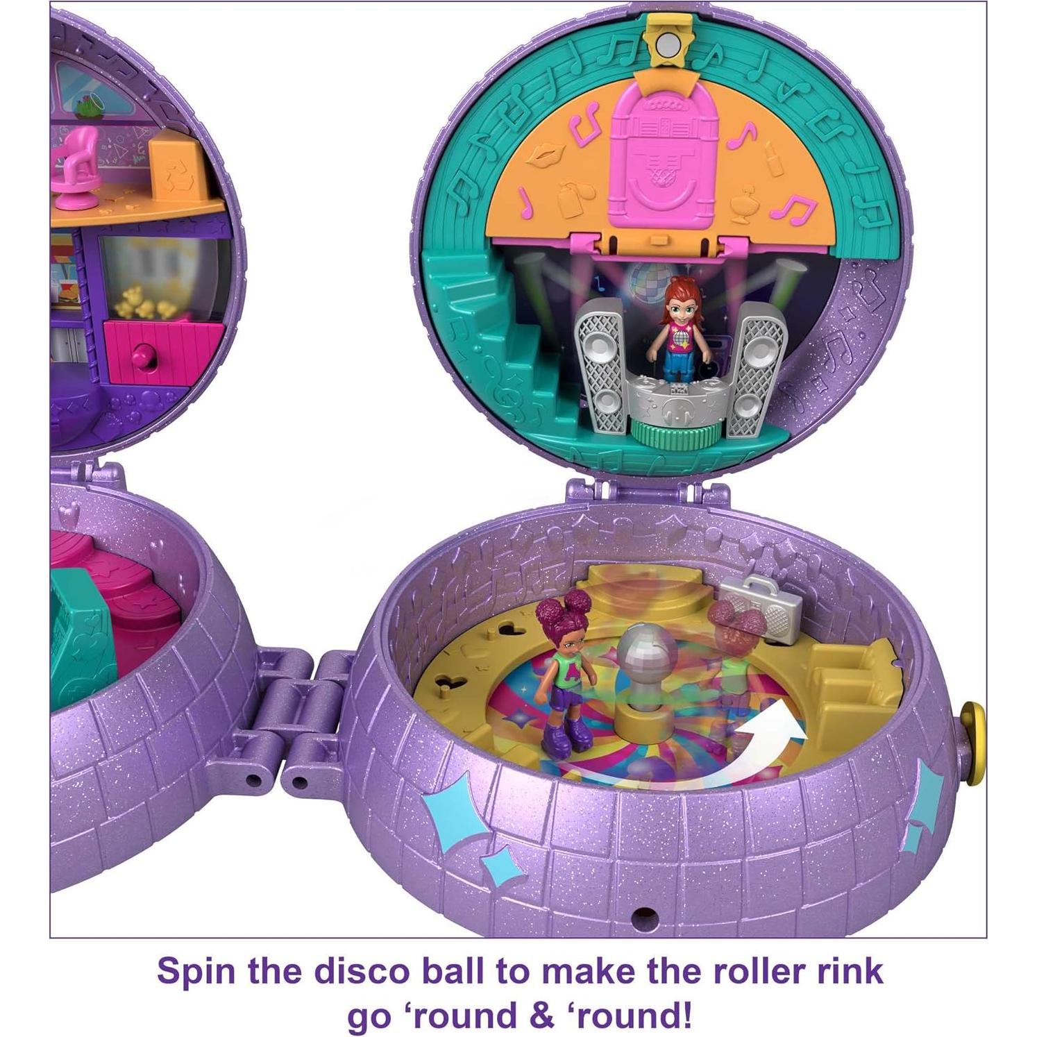 Juego Compacto de Patinaje Disco Polly Pocket con 2 Muñecas