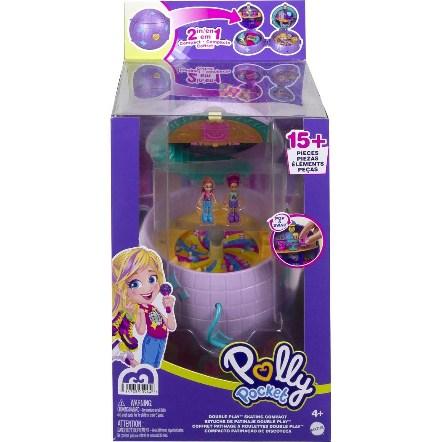Juego Compacto de Patinaje Disco Polly Pocket con 2 Muñecas