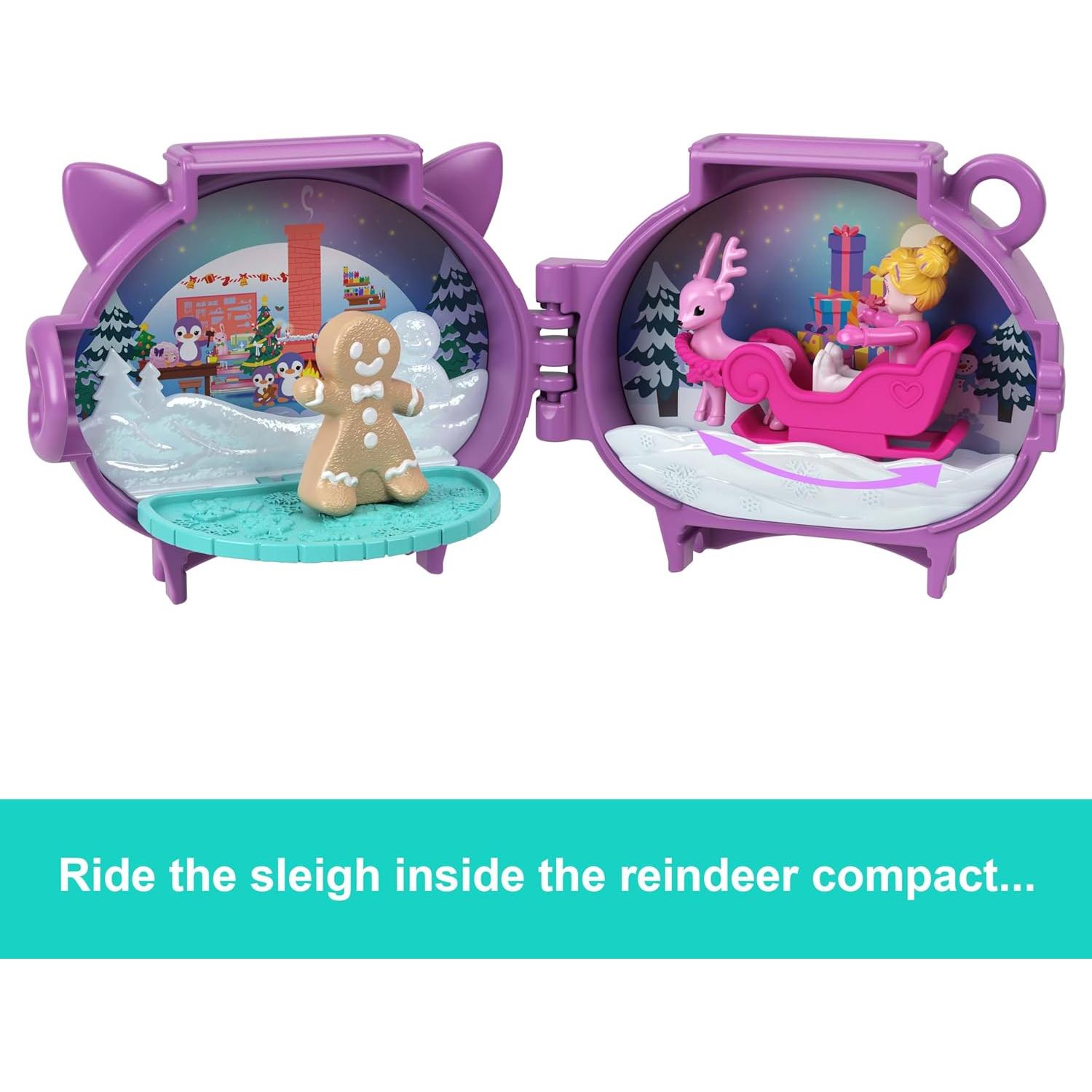 Juguete Polly Pocket Compacto Navideño con Muñeca y Accesorios