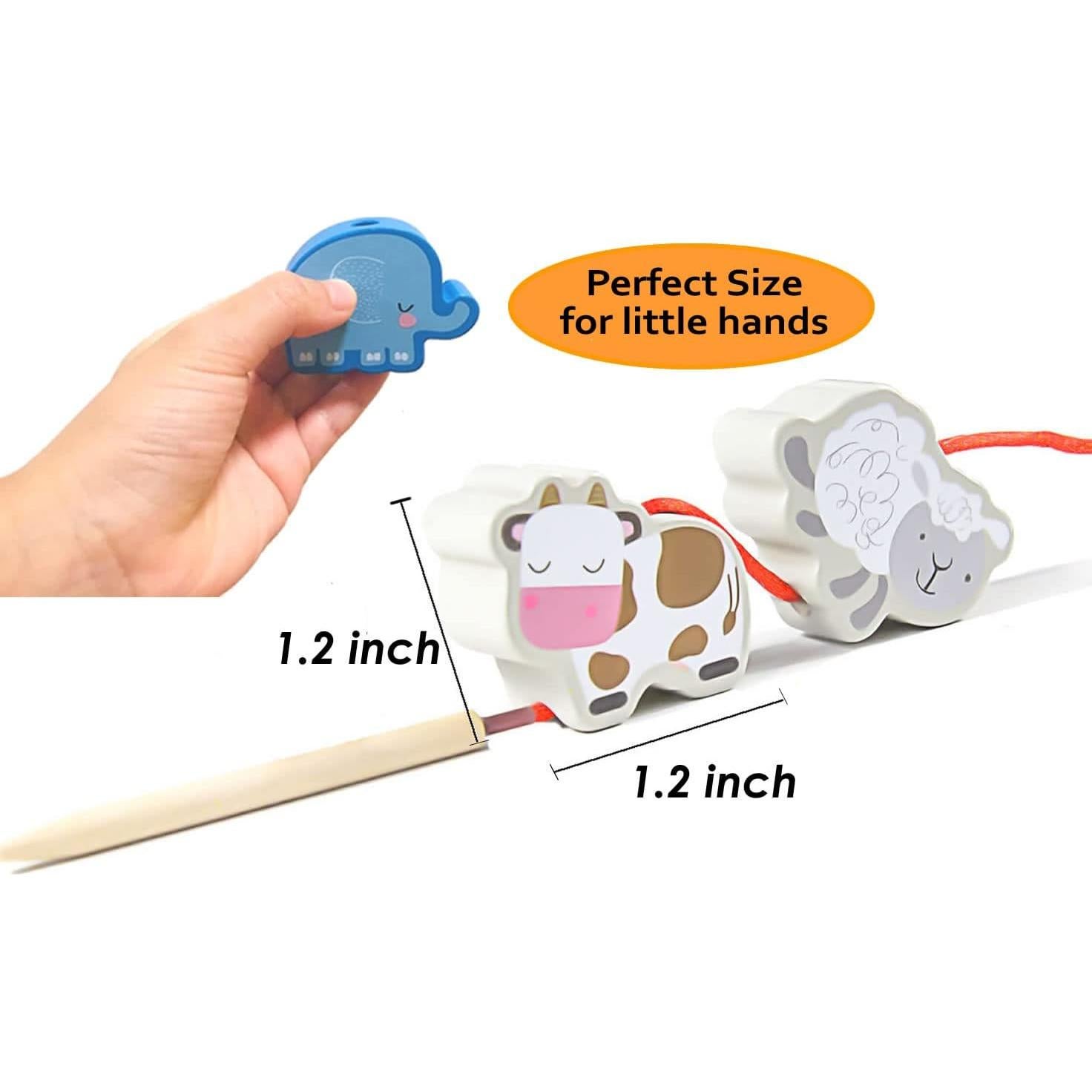 BMTOYS Cuentas de Enhebrar de Madera para Niños 3+