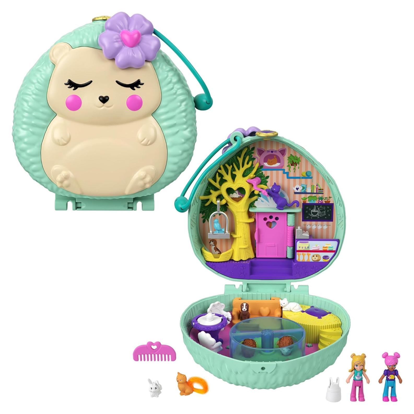 Juego Compacto Polly Pocket Café de Erizo con 2 Muñecas y Mascotas