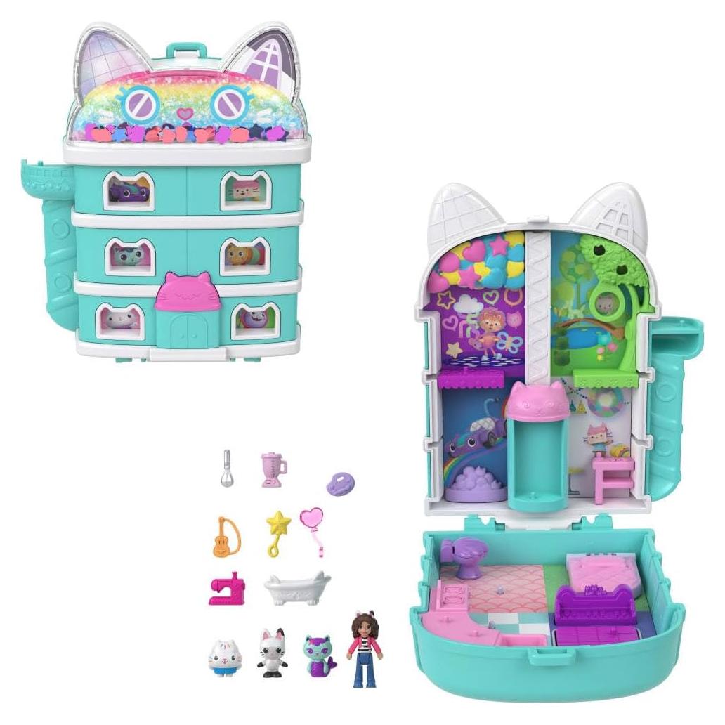 Compacto Polly Pocket x Gabby's Dollhouse con 9 Accesorios