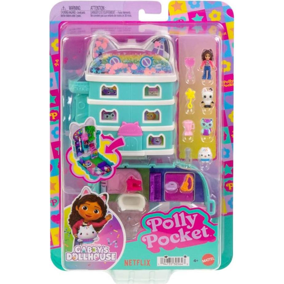 Compacto Polly Pocket x Gabby's Dollhouse con 9 Accesorios