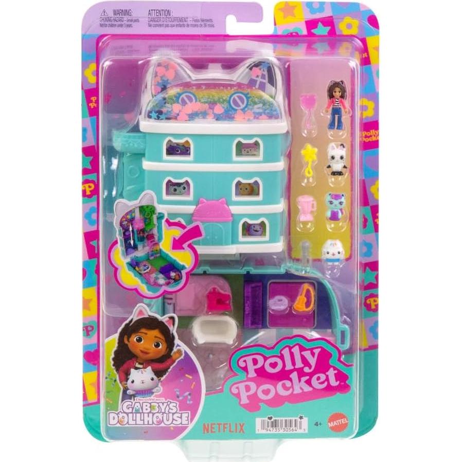 Compacto Polly Pocket x Gabby's Dollhouse con 9 Accesorios