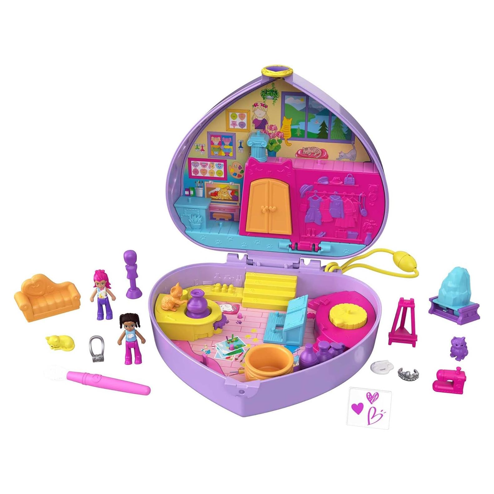 Polly Pocket Estudio de Arte Shani Compacto con 12 Accesorios