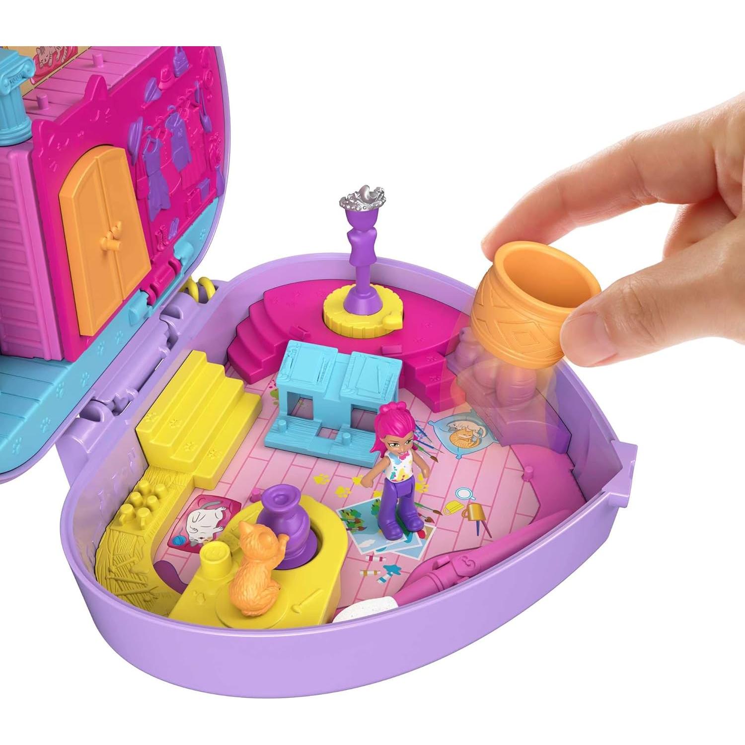 Polly Pocket Estudio de Arte Shani Compacto con 12 Accesorios