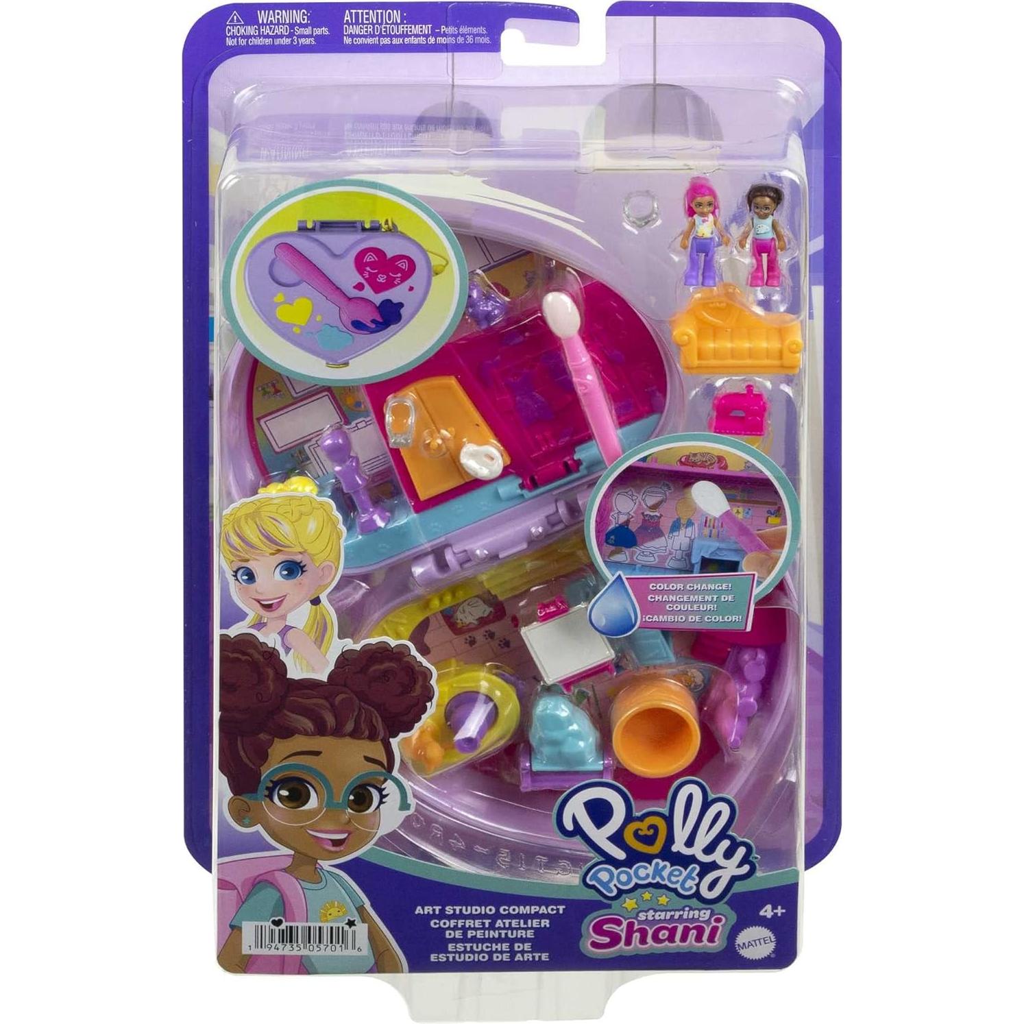 Polly Pocket Estudio de Arte Shani Compacto con 12 Accesorios