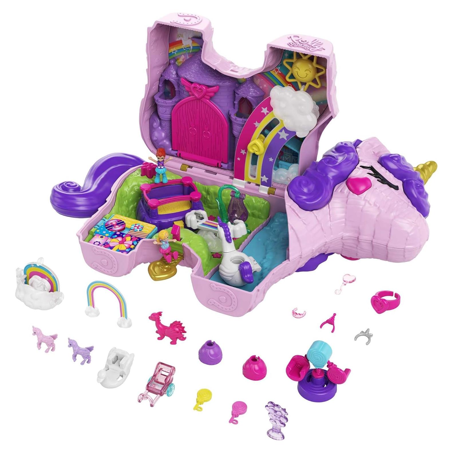 Polly Pocket Fiesta de Unicornio GVL88 - Juguete Sorpresa 25 Accesorios