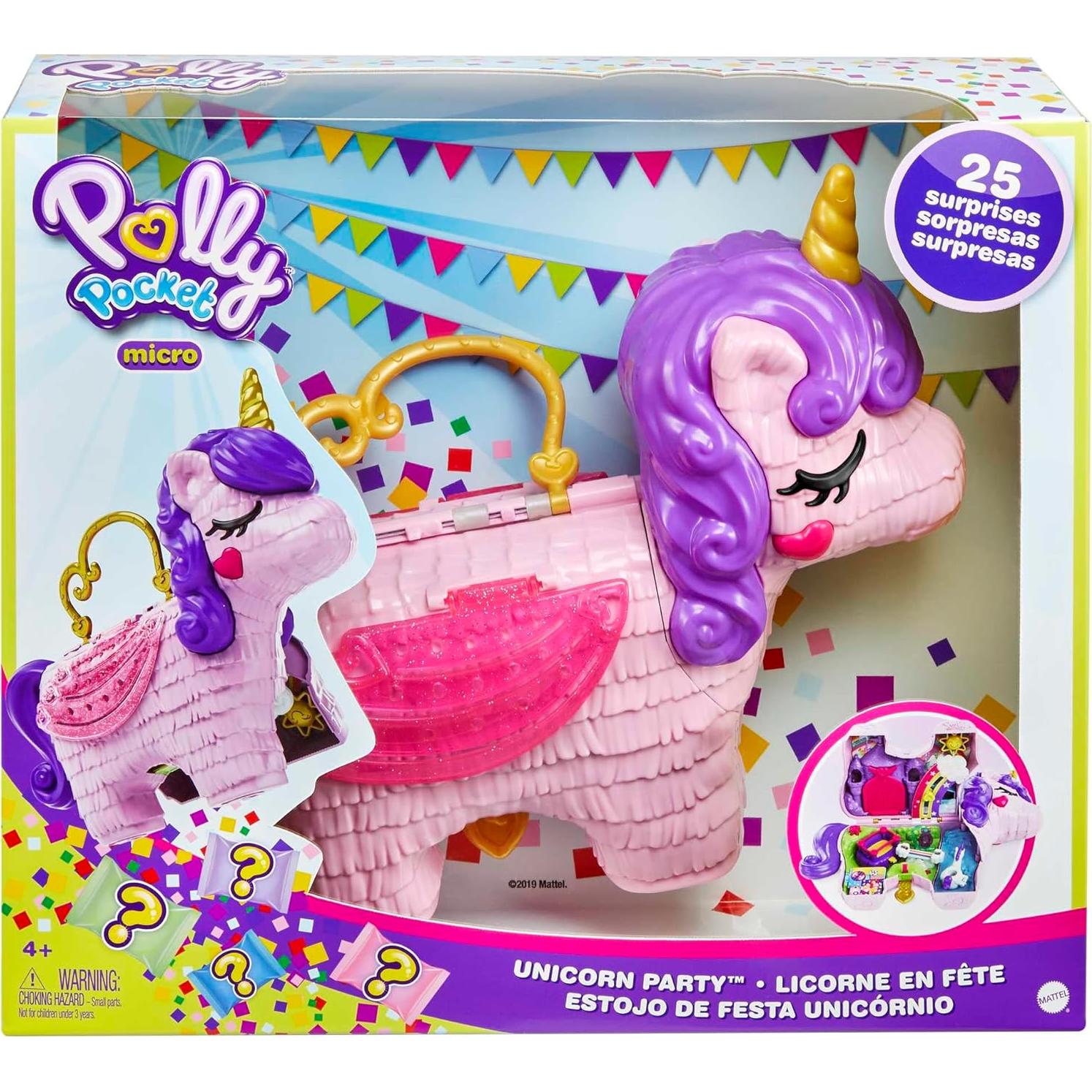 Polly Pocket Fiesta de Unicornio GVL88 - Juguete Sorpresa 25 Accesorios
