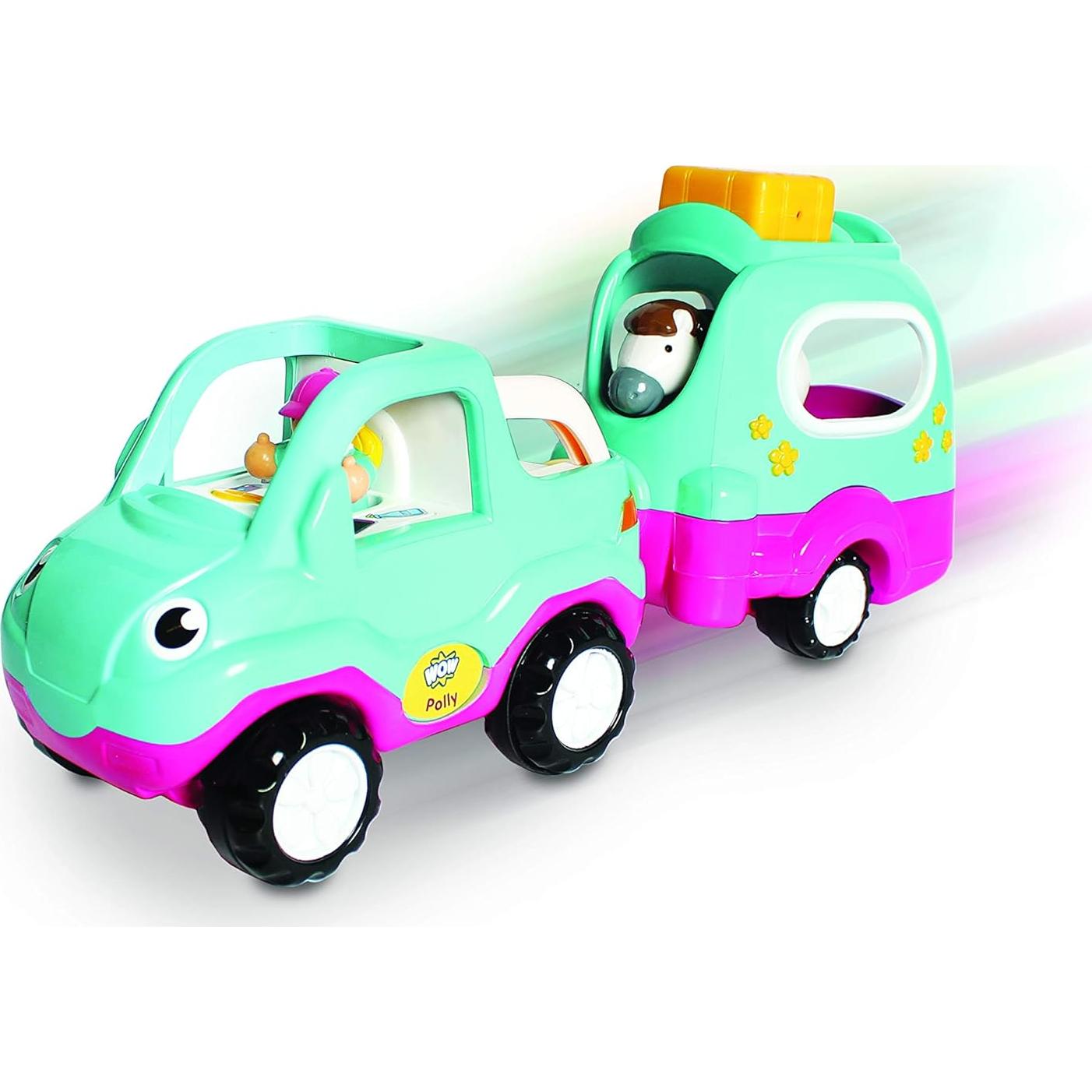 Aventura Pony Polly WOW Toys - Coche Motorizado y Remolque