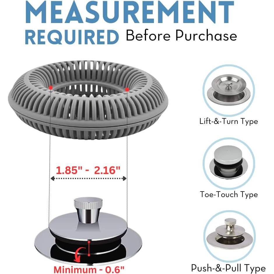 Protector de Drenaje TUBRING para Cabello - Gris - 9.53 cm