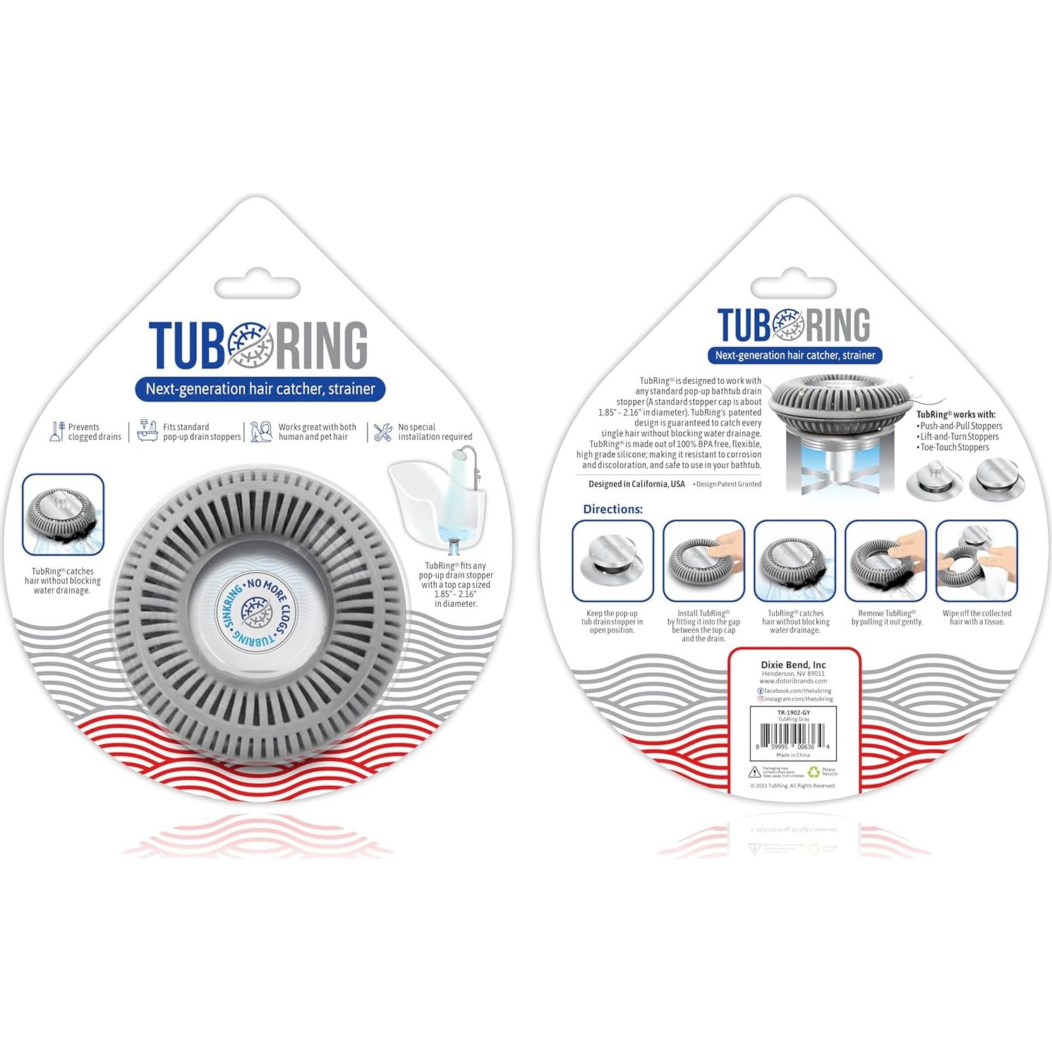 Protector de Drenaje TUBRING para Cabello - Gris - 9.53 cm