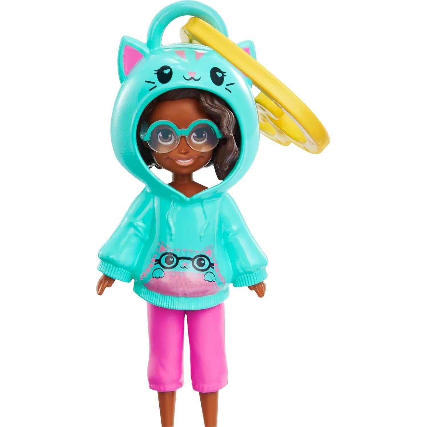 Muñeca Polly Pocket Shani con Sudadera de Gato y Clip Corazón