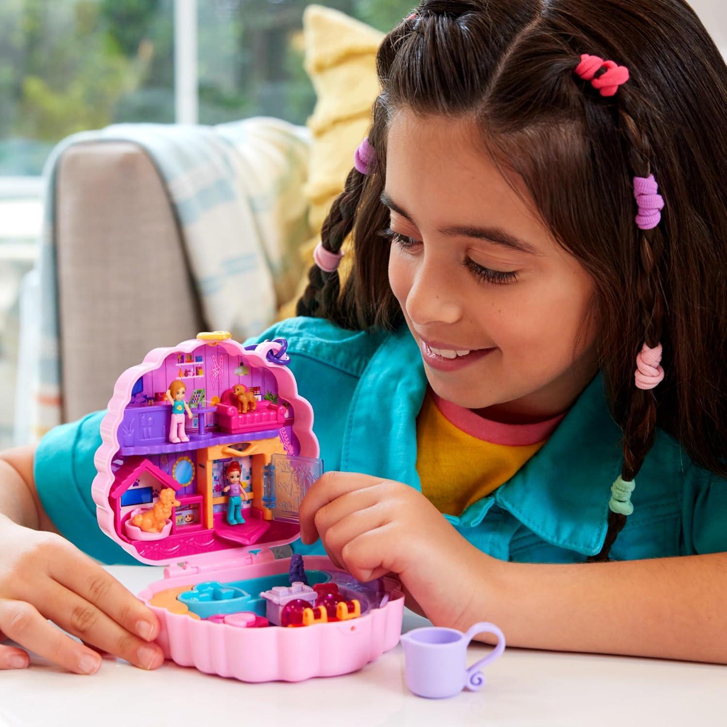 Juego compacto de peluquería Polly Pocket con 2 muñecas