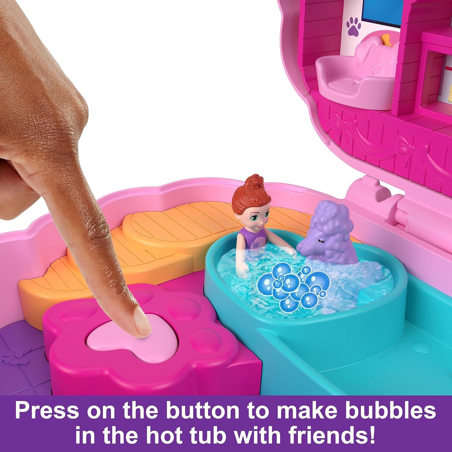 Juego compacto de peluquería Polly Pocket con 2 muñecas