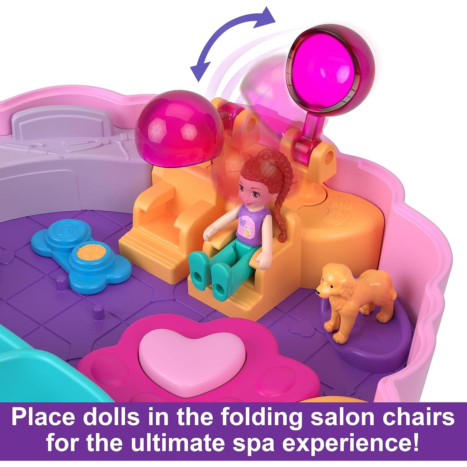 Juego compacto de peluquería Polly Pocket con 2 muñecas
