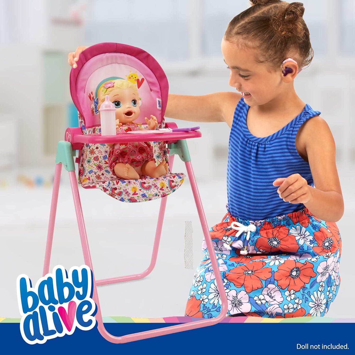 Silla Alta de Muñeca Baby Alive 509 Crew - Rosa y Arcoíris - 6 Piezas