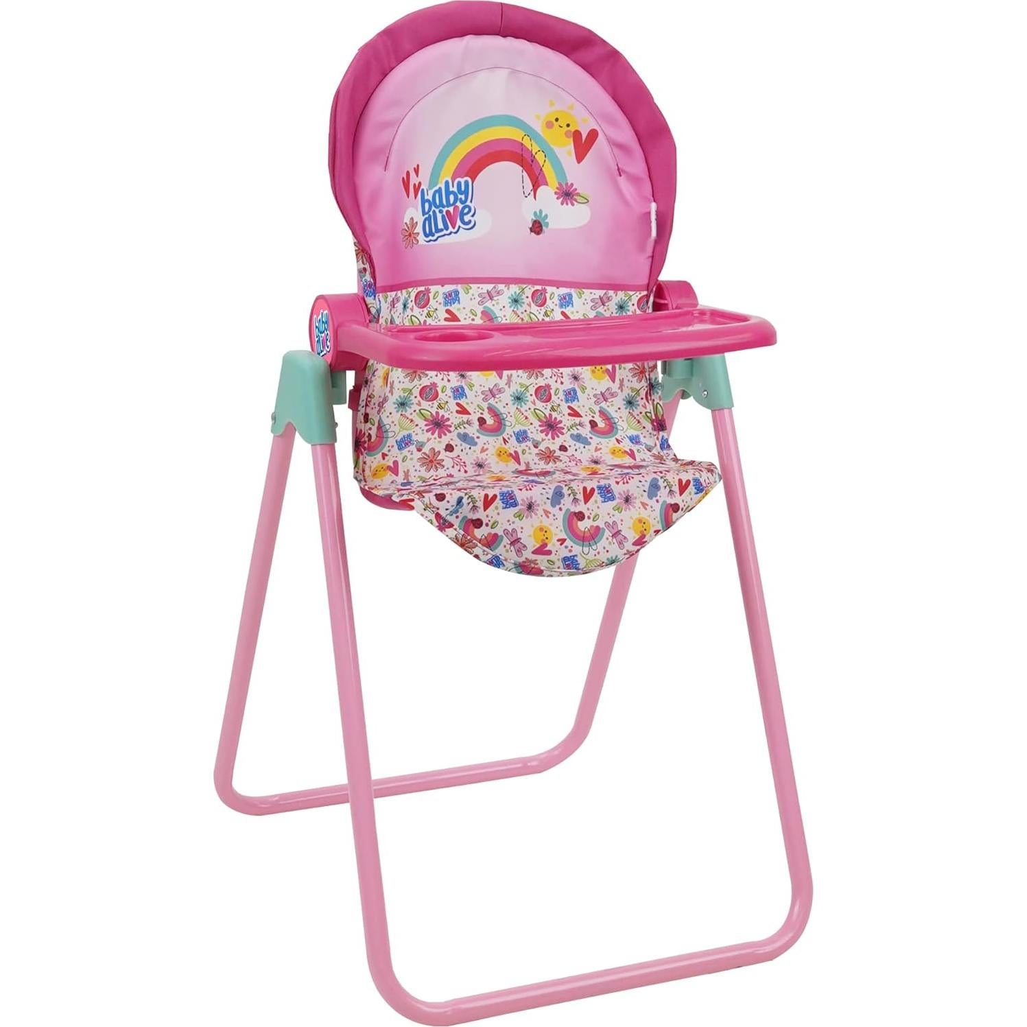 Silla Alta de Muñeca Baby Alive 509 Crew - Rosa y Arcoíris - 6 Piezas