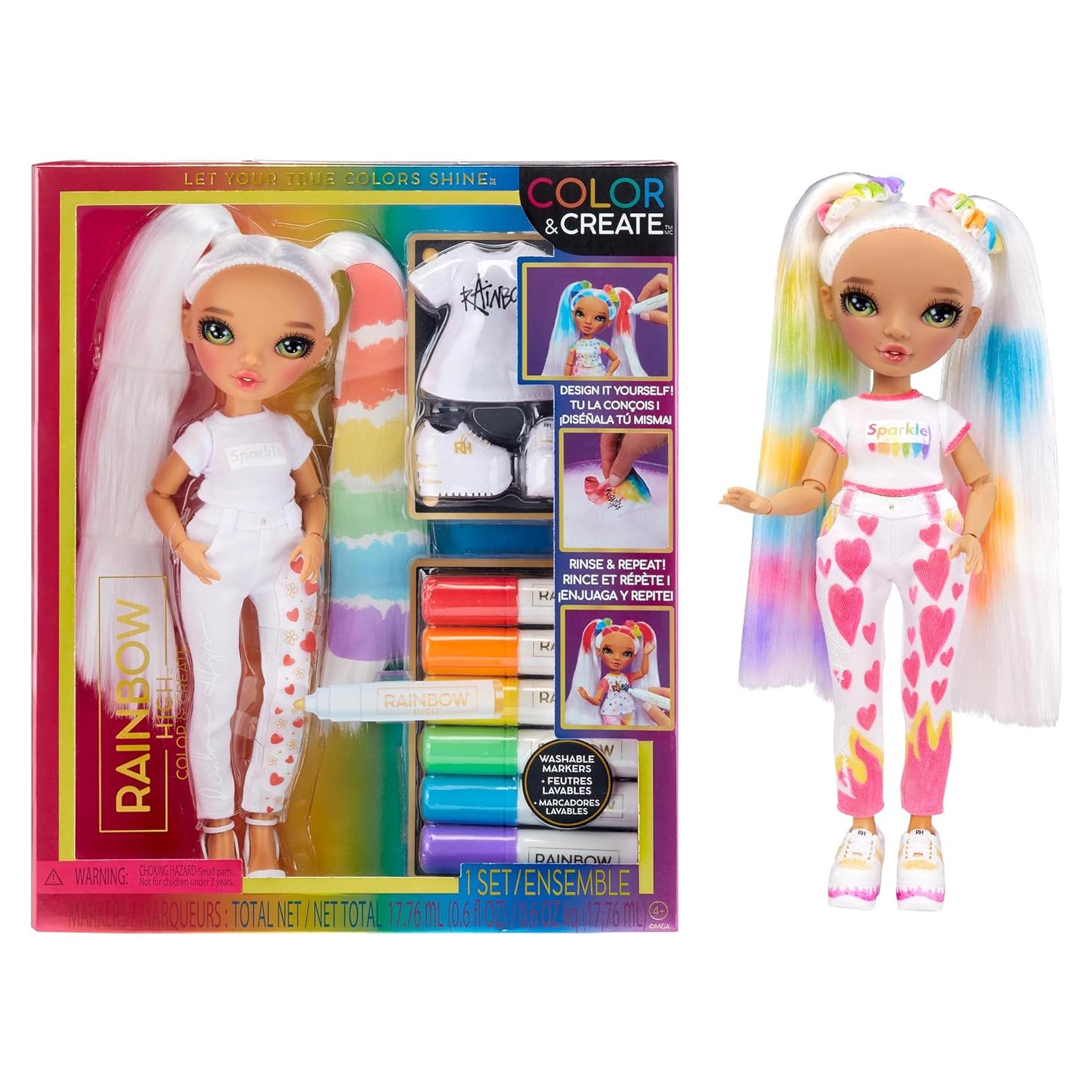 Muñeca Rainbow High DIY Color y Crea con Marcadores Lavables