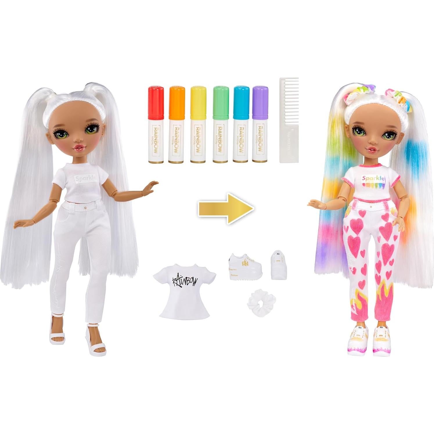 Muñeca Rainbow High DIY Color y Crea con Marcadores Lavables