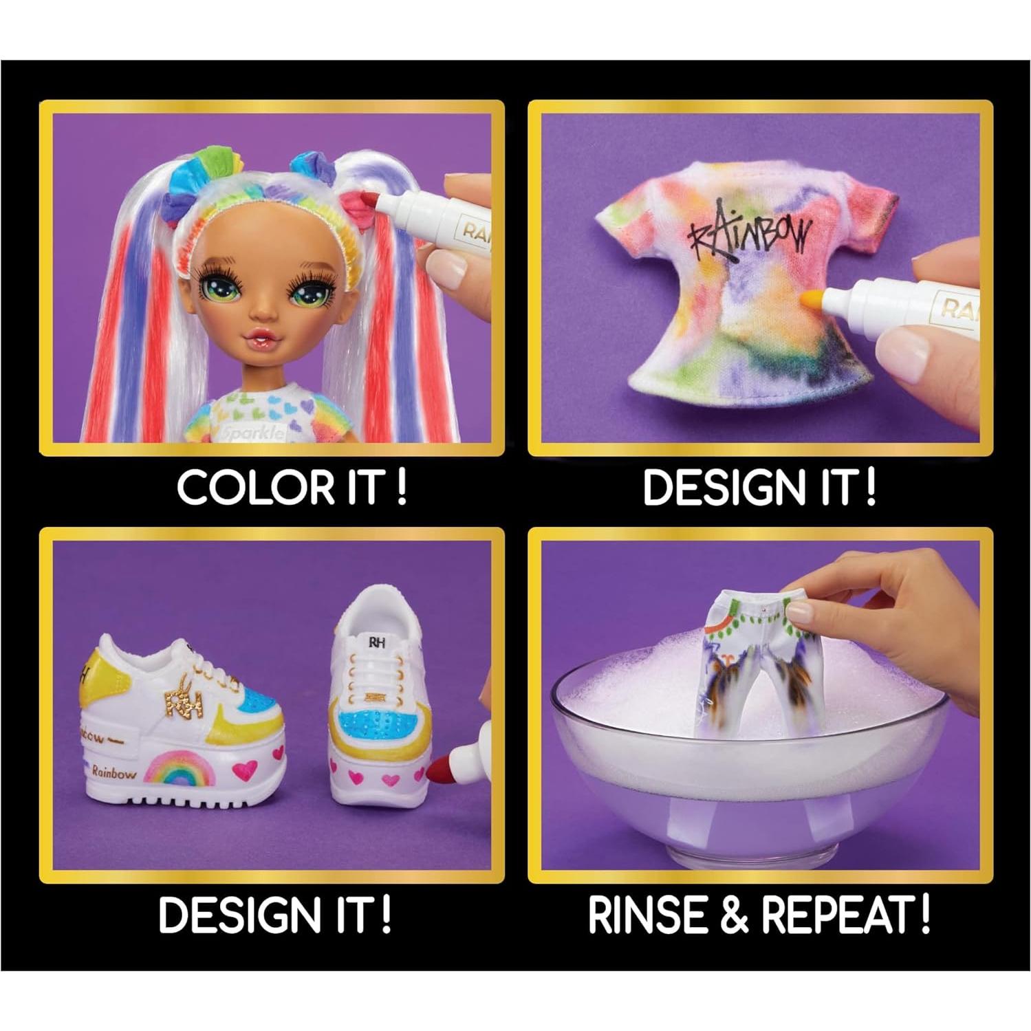 Muñeca Rainbow High DIY Color y Crea con Marcadores Lavables
