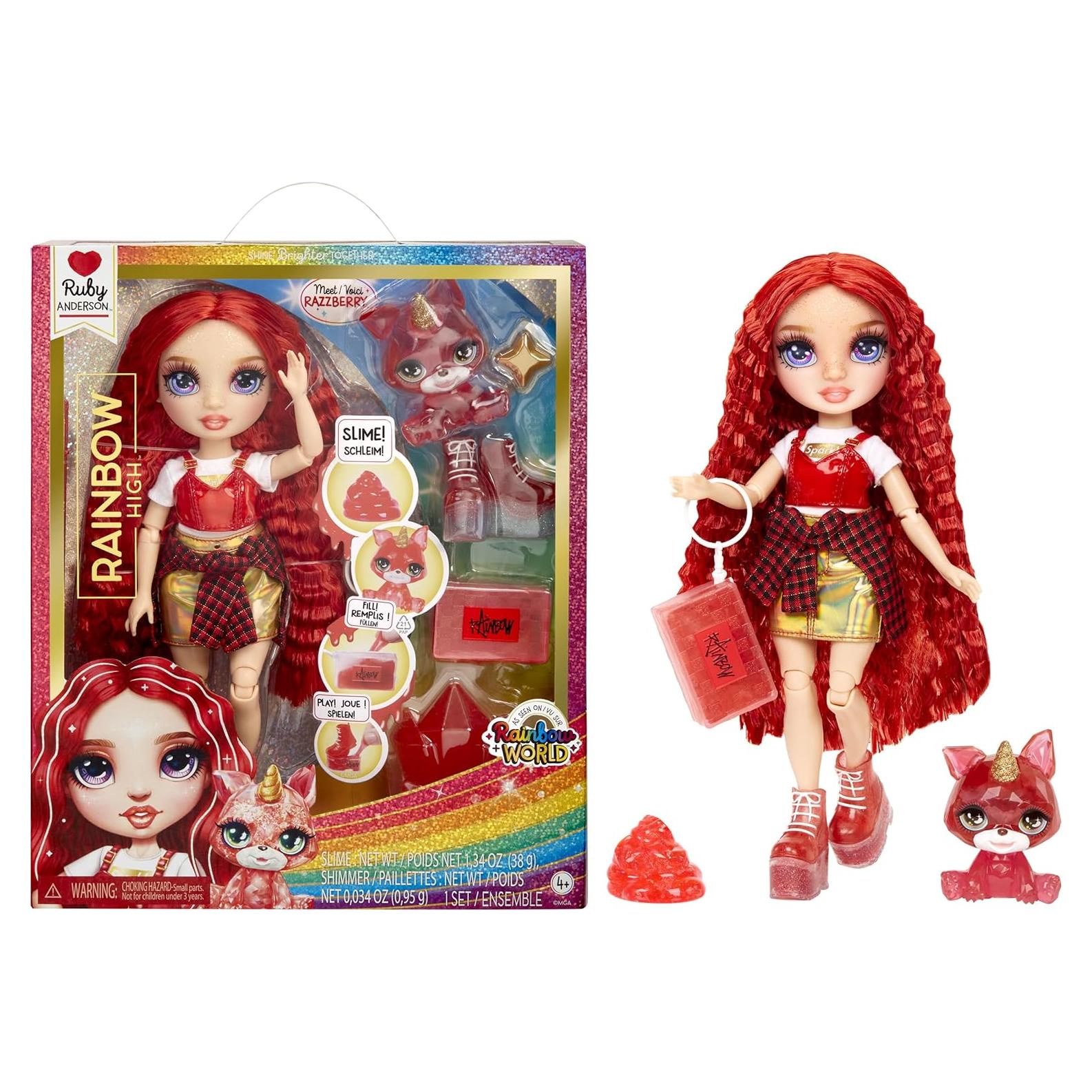 Muñeca Rainbow High Ruby con Slime y Mascota Mágica 28 cm