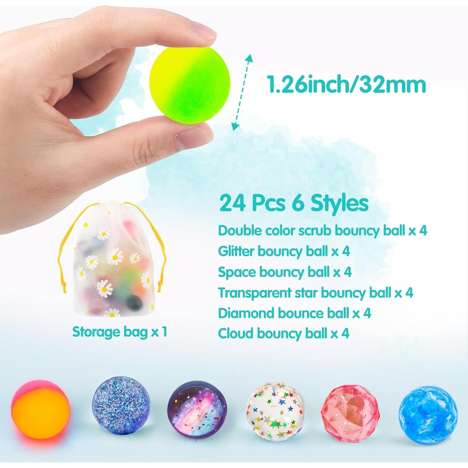 24 Pelotas Rebotadoras Ecoofor 3.2cm Multicolores para Niños
