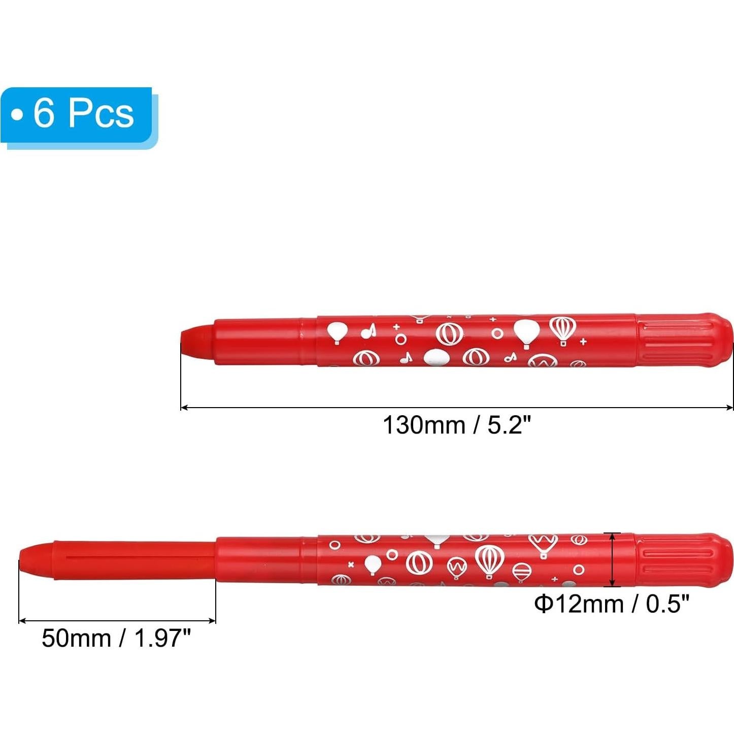 Crayones Acuarelables PATIKIL 6Pcs Rojo Lavables