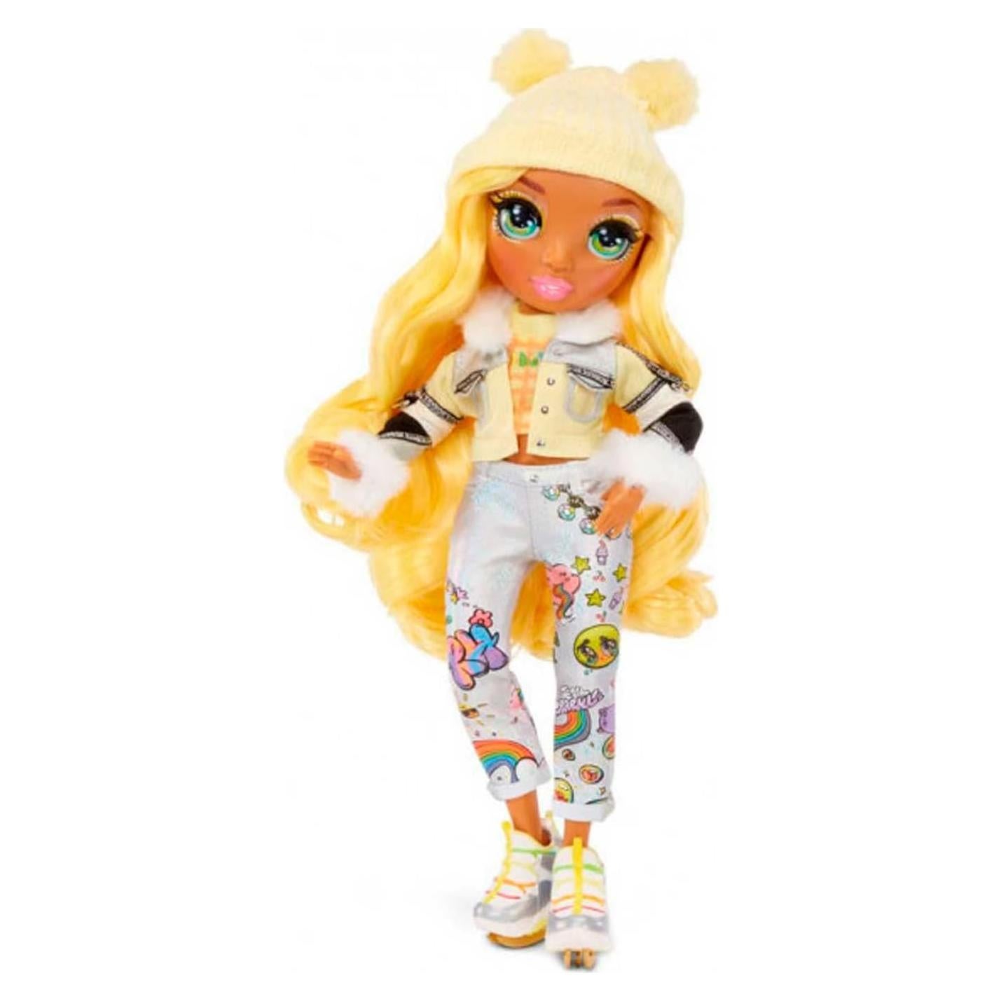 Muñeca de moda Sunny Madison Rainbow High con 2 atuendos y esquís
