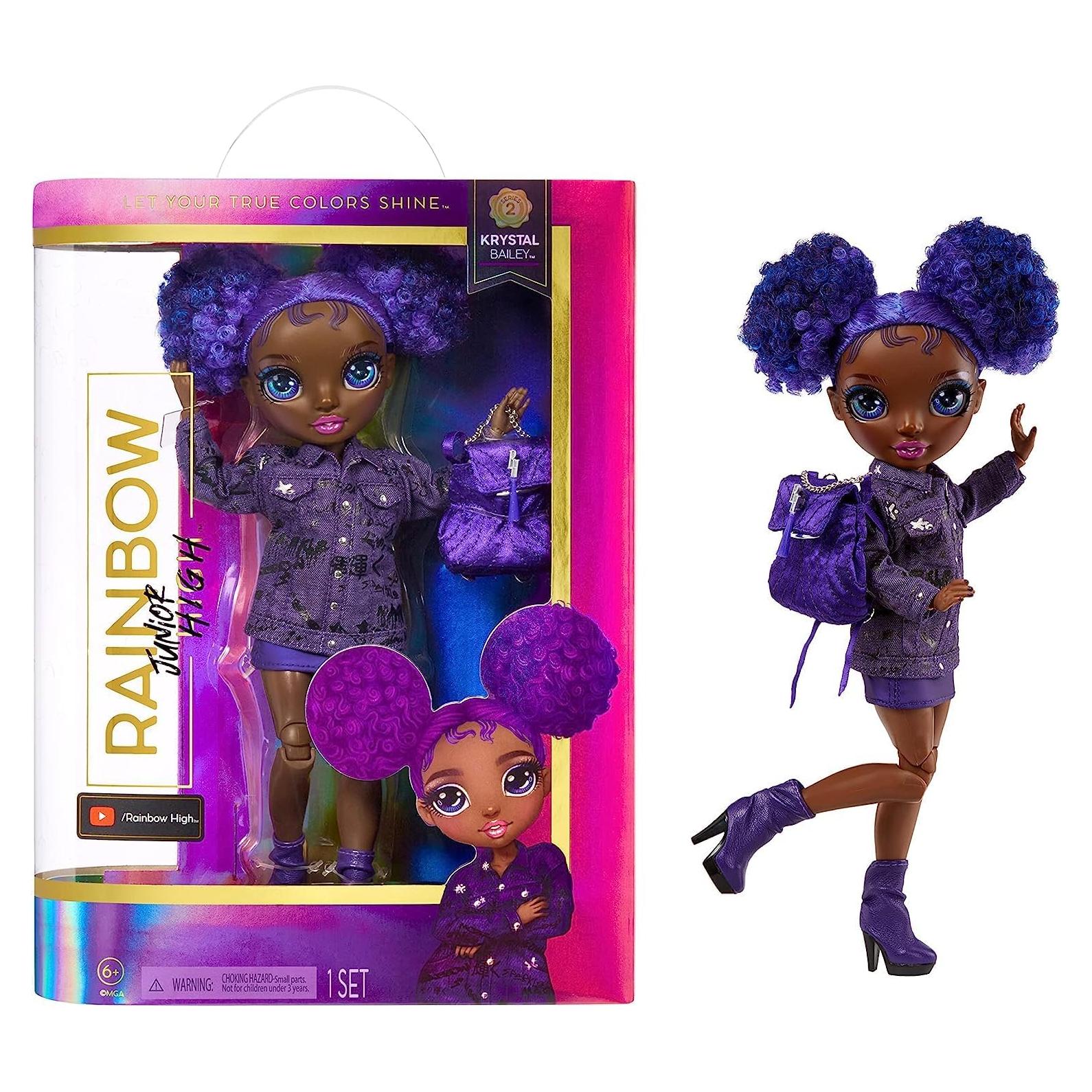 Muñeca de Moda Poseable Krystal Bailey Rainbow High 22.86 cm Morada